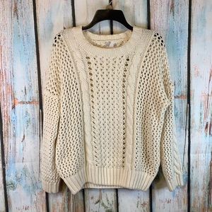 d.RA Cream Cable Knit Open Knit Sweater Size XS